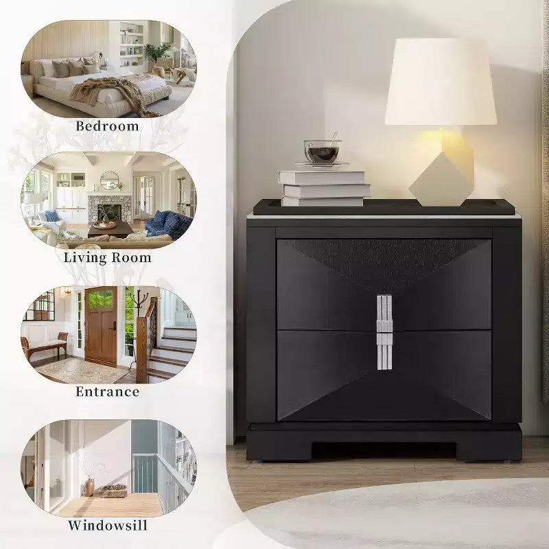 Christopher Knight Home Baldros Mid-Century Modern Wooden Nightstand with 2 Drawers