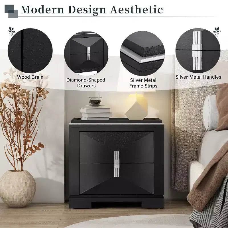Christopher Knight Home Baldros Mid-Century Modern Wooden Nightstand with 2 Drawers