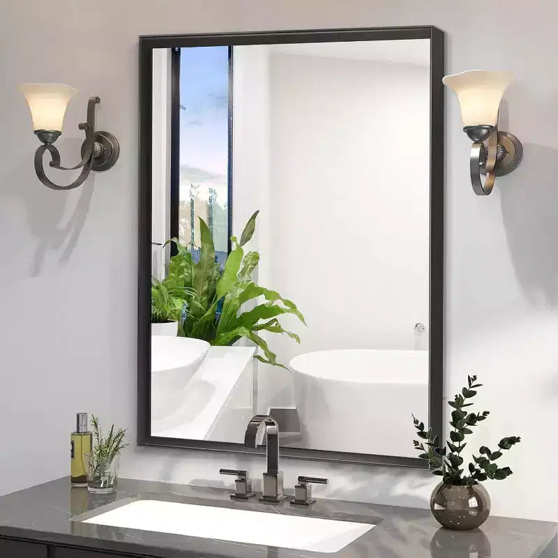 Acekool Bathroom Mirror 40x30inch Modern Rectangular Wall-Mounted Square Corner Vanity Mirror with Metal Frame for Living Room Entryways 40x30in