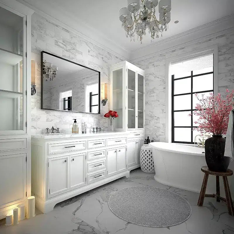 Acekool Bathroom Mirror 40x30inch Modern Rectangular Wall-Mounted Square Corner Vanity Mirror with Metal Frame for Living Room Entryways 40x30in