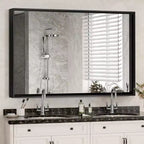 Acekool Bathroom Mirror 40x30inch Modern Rectangular Wall-Mounted Square Corner Vanity Mirror with Metal Frame for Living Room Entryways 40x30in