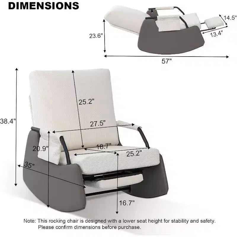 Acekool 3-Position Glider - Foldable Rocker with Hidden Footrest