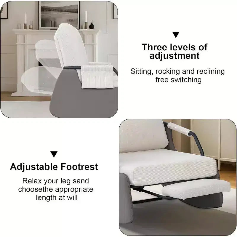 Acekool 3-Position Glider - Foldable Rocker with Hidden Footrest