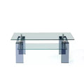 HomeRoots 39 Clear and Black Glass Coffee Table With Shelf