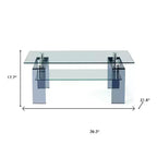 HomeRoots 39 Clear and Black Glass Coffee Table With Shelf