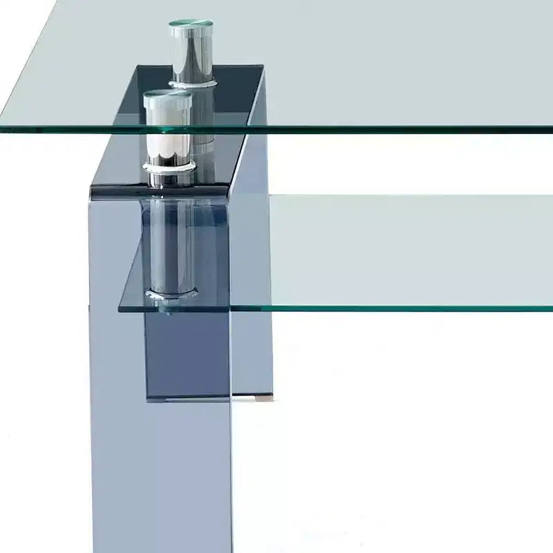 HomeRoots 39 Clear and Black Glass Coffee Table With Shelf