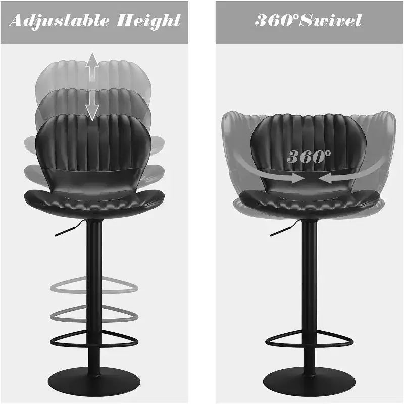 Swivel Counter Height Bar Stools, Kitchen Bar Chairs with Backrest and Armrests, Dining Barstools for Bar, Kitchen, Dining Room