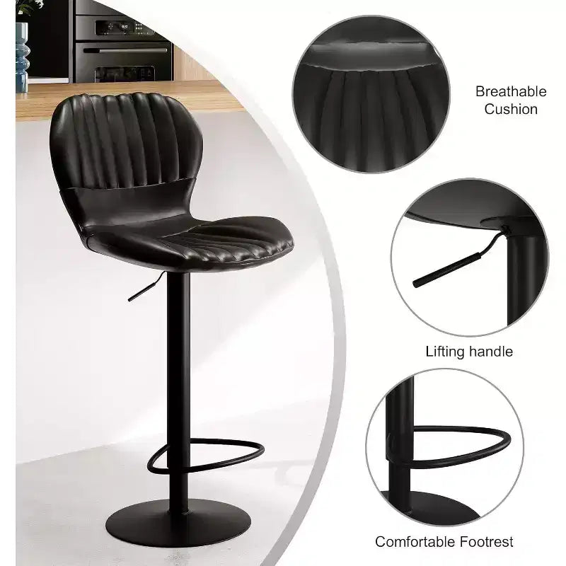 Swivel Counter Height Bar Stools, Kitchen Bar Chairs with Backrest and Armrests, Dining Barstools for Bar, Kitchen, Dining Room