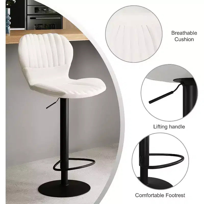 Swivel Counter Height Bar Stools, Kitchen Bar Chairs with Backrest and Armrests, Dining Barstools for Bar, Kitchen, Dining Room