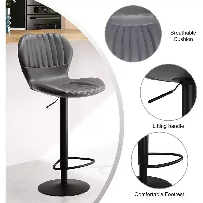 Swivel Counter Height Bar Stools, Kitchen Bar Chairs with Backrest and Armrests, Dining Barstools for Bar, Kitchen, Dining Room
