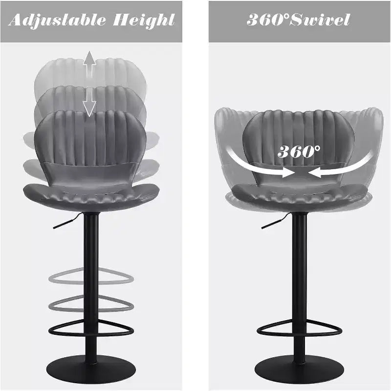 Swivel Counter Height Bar Stools, Kitchen Bar Chairs with Backrest and Armrests, Dining Barstools for Bar, Kitchen, Dining Room