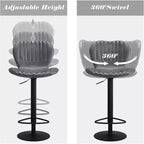 Swivel Counter Height Bar Stools, Kitchen Bar Chairs with Backrest and Armrests, Dining Barstools for Bar, Kitchen, Dining Room