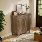 31 Sideboard Buffet Cabinet, Accent Coffee Bar Cabinet with Adjustable Shelf, Entryway Console Table, Floor Cupboard Cabinet for Kitchen Living Room
