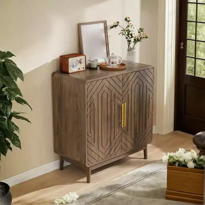 31 Sideboard Buffet Cabinet, Accent Coffee Bar Cabinet with Adjustable Shelf, Entryway Console Table, Floor Cupboard Cabinet for Kitchen Living Room
