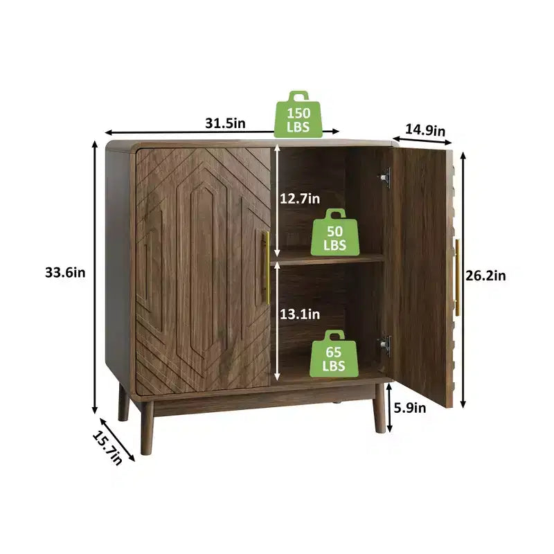 31 Sideboard Buffet Cabinet, Accent Coffee Bar Cabinet with Adjustable Shelf, Entryway Console Table, Floor Cupboard Cabinet for Kitchen Living Room
