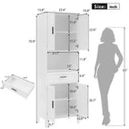 Meuble de salle de bain autoportant haut Okak avec portes et tiroirs/étagères, unité de rangement au sol pour salle de bain, cuisine