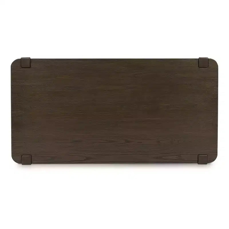 Table basse Breckington de Signature Design by Ashley – Finition en bois brun foncé avec roulettes et étagère de rangement inférieure