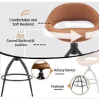 Karl Home 2 Piece Set of Brown Swivel Bar Stools with Hollow - out Backrest, PU Upholstery & Powder