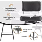 Karl Lot de 2 tabourets de bar en cuir PU noir et dossier en bois courbé, base en fer, pivotants