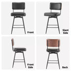 Karl Lot de 2 tabourets de bar en cuir PU noir et dossier en bois courbé, base en fer, pivotants