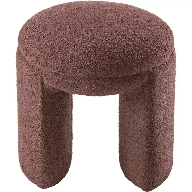 Meridian Furniture, Pouf/Tabouret en Tissu Peluche Fausse Fourrure Bowen