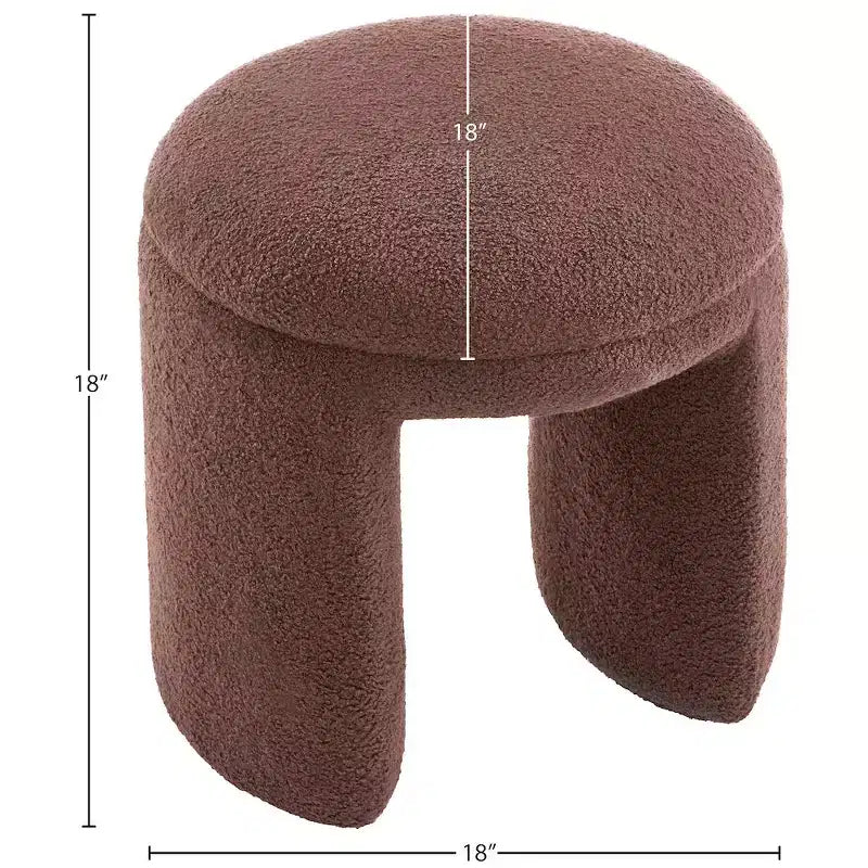 Meridian Furniture, Pouf/Tabouret en Tissu Peluche Fausse Fourrure Bowen