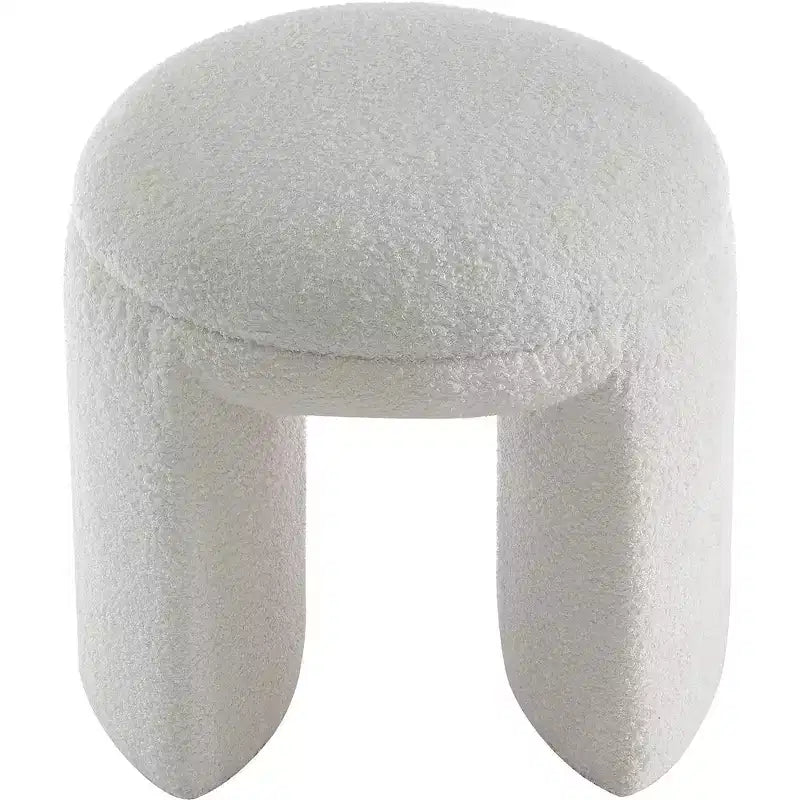 Meridian Furniture, Pouf/Tabouret en Tissu Peluche Fausse Fourrure Bowen