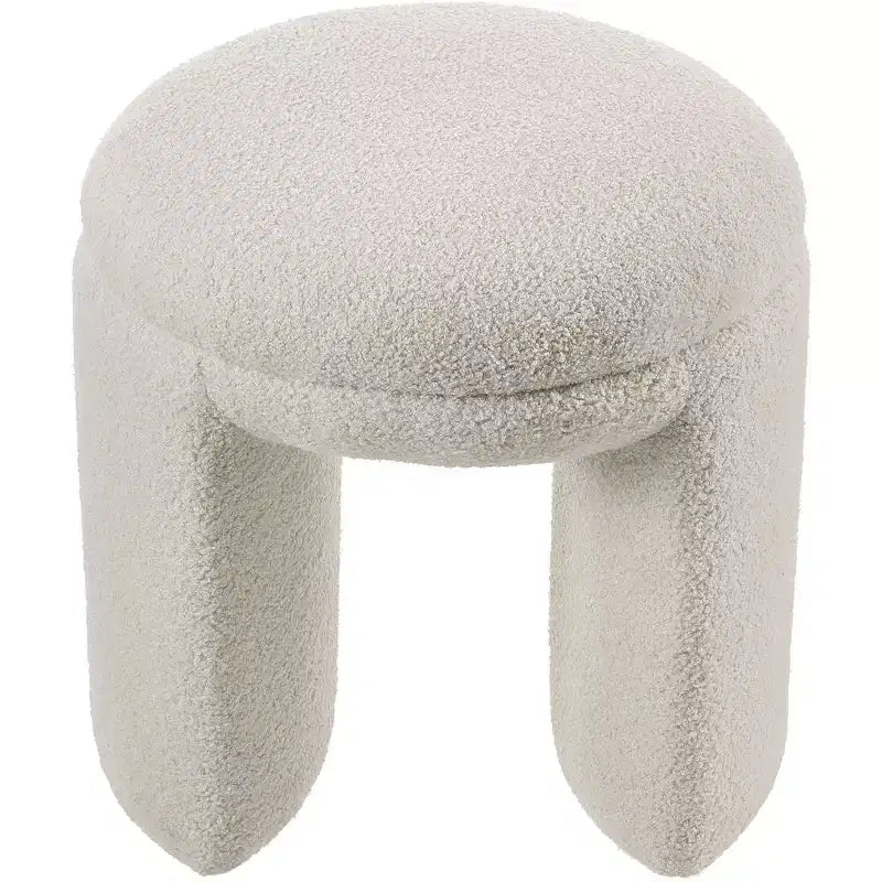Meridian Furniture, Pouf/Tabouret en Tissu Peluche Fausse Fourrure Bowen