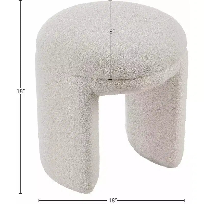 Meridian Furniture, Pouf/Tabouret en Tissu Peluche Fausse Fourrure Bowen
