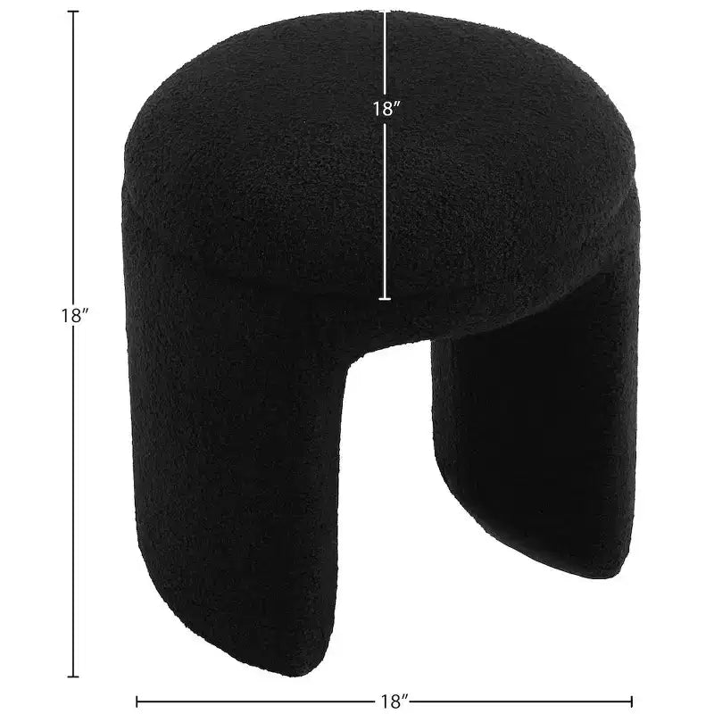 Meridian Furniture, Pouf/Tabouret en Tissu Peluche Fausse Fourrure Bowen