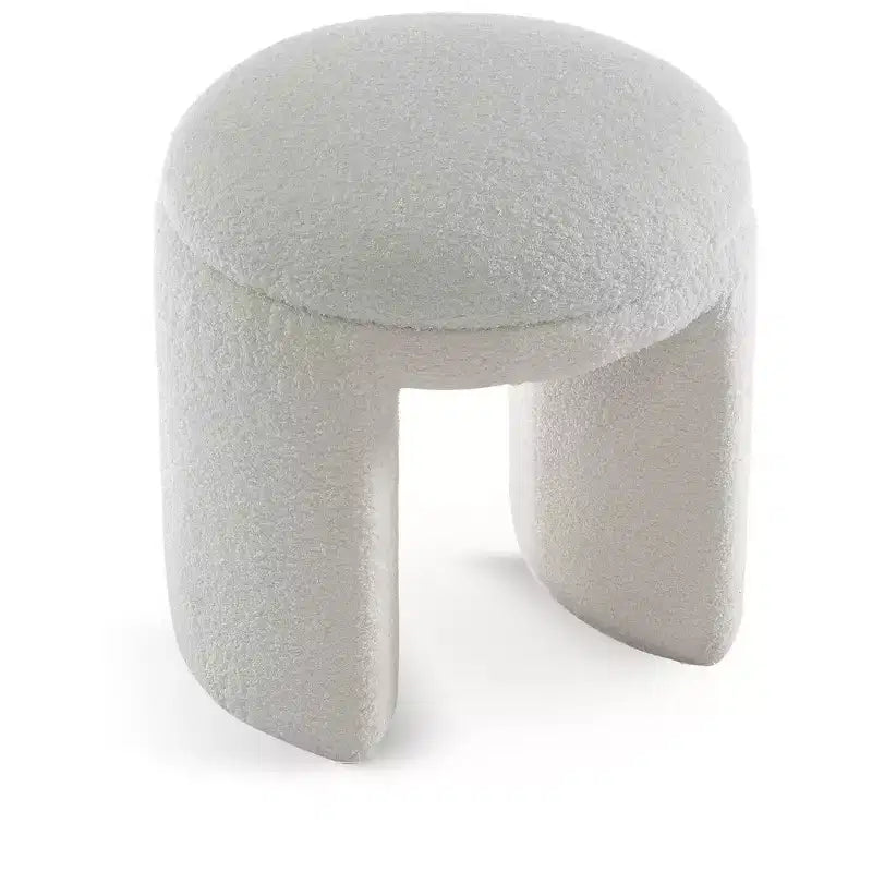 Meridian Furniture, Pouf/Tabouret en Tissu Peluche Fausse Fourrure Bowen