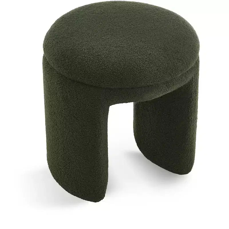 Meridian Furniture, Pouf/Tabouret en Tissu Peluche Fausse Fourrure Bowen