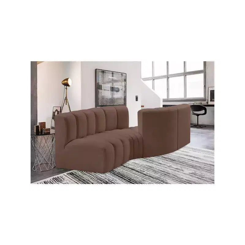 Meridian Furniture, Canapé modulable Arc en cuir vegan marron