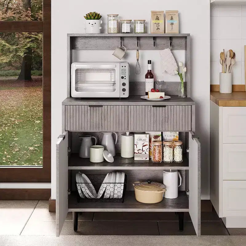 Meuble de Rangement Buffet Contemporain avec 2 Tiroirs et Étagères Réglables