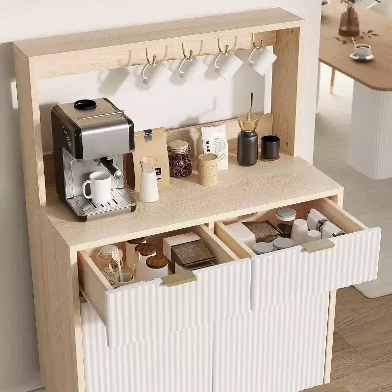 Meuble de Rangement Buffet Contemporain avec 2 Tiroirs et Étagères Réglables