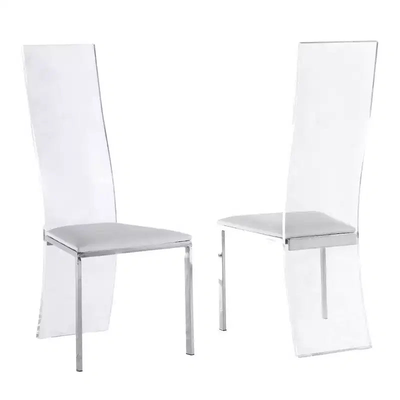 Chintaly Imports,Contemporary Acrylic High-Back Upholstered Side Chair - Set of 2