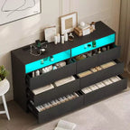 Dyonery Modern 6-Drawer Dressing Table with Sliding Top, Featuring Drawers, Organizer for Bedroom, Closet, and Living Room