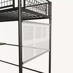 GDFStudio Holden Metal Loft Bed with Desk, Built-in Charging Station and LED Lighting