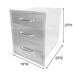 18W x 23H x 23D Inch Outdoor Kitchen Stainless Steel Double Access Drawers Combo for BBQ Island or Grill Station