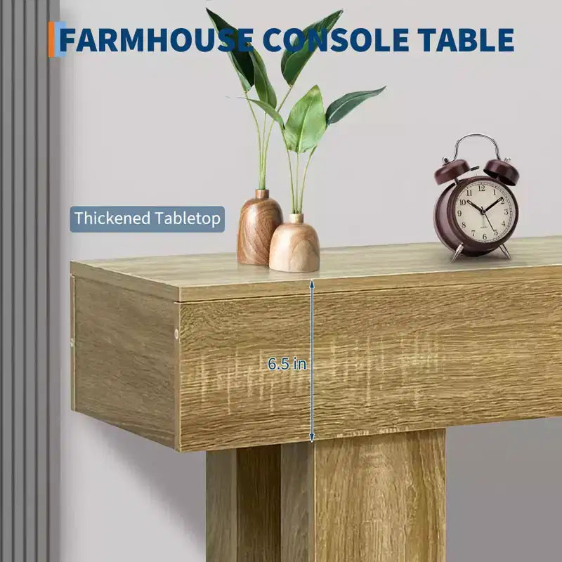 Solid Wood Console Table for Entryway, 63 Farmhouse Entryway Sofa Table Behind Couch, Rectangular Accent Tables for Living Room Hallway, Foyer