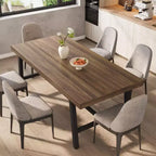 Table à manger industrielle pour 6-8 personnes, table de cuisine en bois de 180 cm de long avec cadre métallique robuste et finition marron rustique (Marron, 180 cm de long)