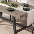 Table à manger industrielle pour 6-8 personnes, table de cuisine en bois de 180 cm de long avec cadre métallique robuste et finition marron rustique (Marron, 180 cm de long)