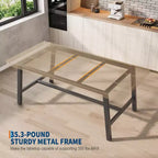 Table à manger industrielle pour 6-8 personnes, table de cuisine en bois de 180 cm de long avec cadre métallique robuste et finition marron rustique (Marron, 180 cm de long)
