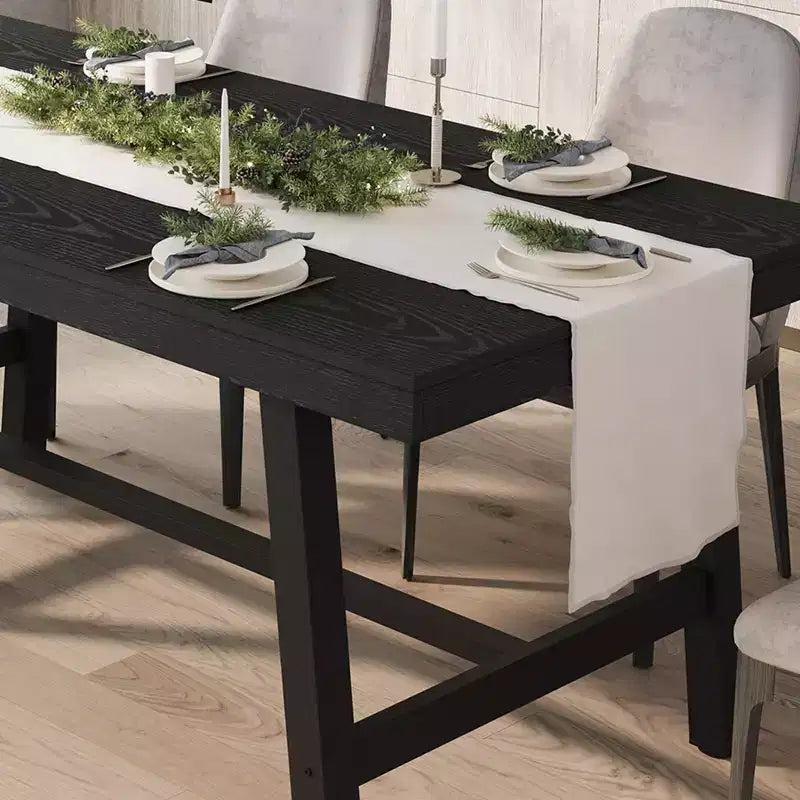 Table à manger industrielle pour 6-8 personnes, table de cuisine en bois de 180 cm de long avec cadre métallique robuste et finition marron rustique (Marron, 180 cm de long)