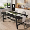 Industrial Dining Table for 6-8 People, 70.87 Long Wooden Kitchen Table with Sturdy Metal Frame & Rustic Brown Finish (Brown, 70.87 Long)