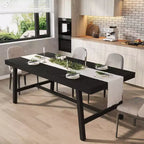 Industrial Dining Table for 6-8 People, 70.87 Long Wooden Kitchen Table with Sturdy Metal Frame & Rustic Brown Finish (Brown, 70.87 Long)