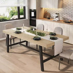 Table à manger industrielle pour 6-8 personnes, table de cuisine en bois de 180 cm de long avec cadre métallique robuste et finition marron rustique (Marron, 180 cm de long)