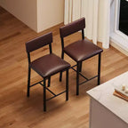 Lot de 4 tabourets de bar, tabourets de bar rembourrés hauteur comptoir avec dossier et repose-pieds, chaises de bar hautes avec coussin épais, pour salle à manger