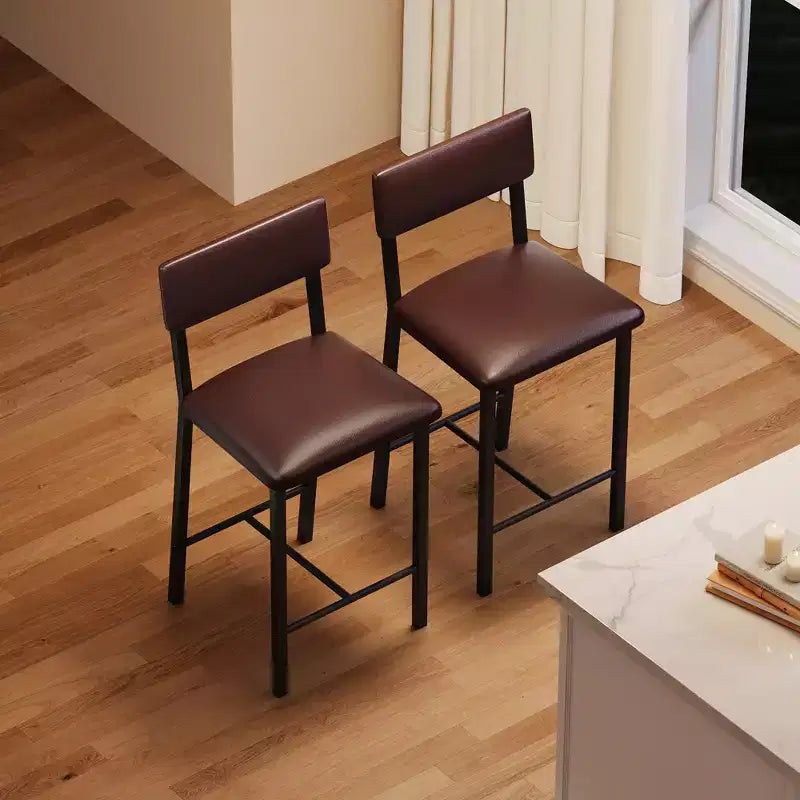 Lot de 4 tabourets de bar, tabourets de bar rembourrés hauteur comptoir avec dossier et repose-pieds, chaises de bar hautes avec coussin épais, pour salle à manger