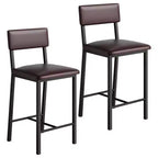 Lot de 4 tabourets de bar, tabourets de bar rembourrés hauteur comptoir avec dossier et repose-pieds, chaises de bar hautes avec coussin épais, pour salle à manger